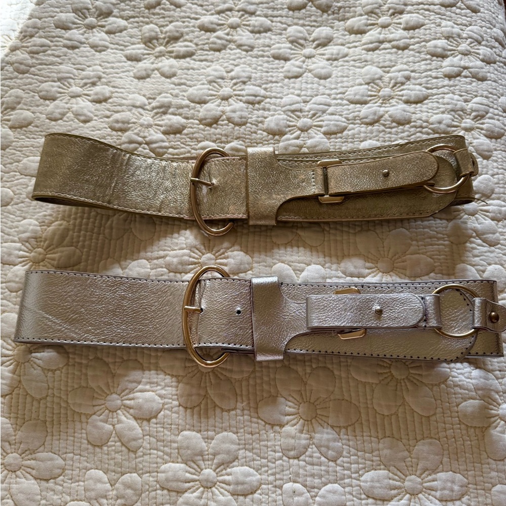 Two fncy Leather Belts For Women ,sliver and god color,$13 for both